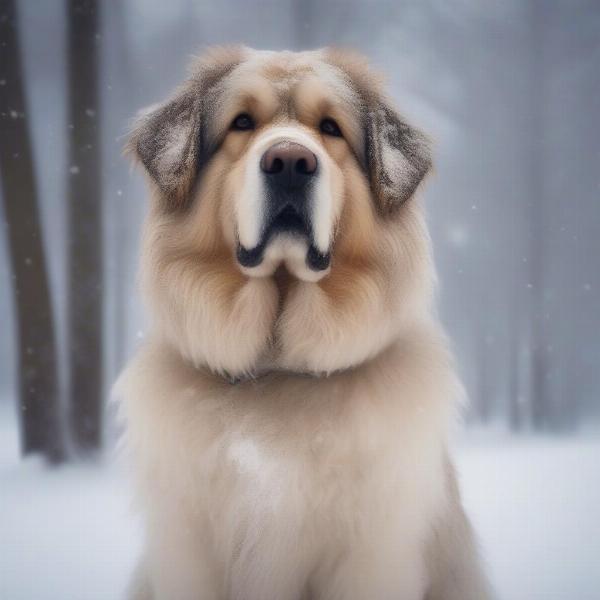 Dog shaking due to being cold in winter