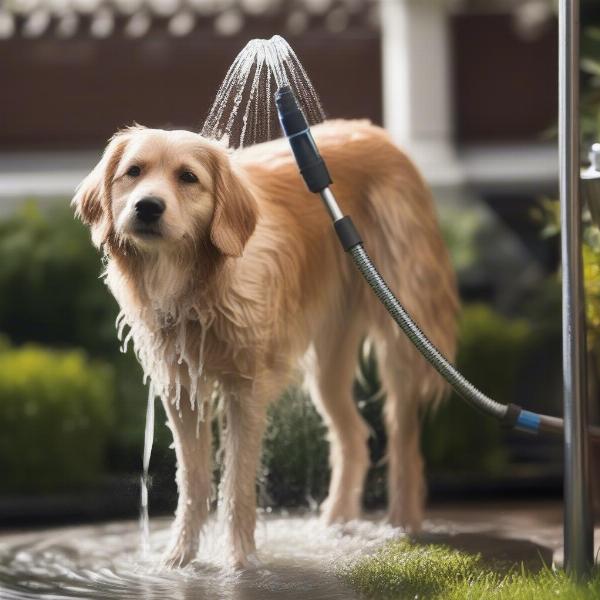 Using a dog shower attachment outdoors