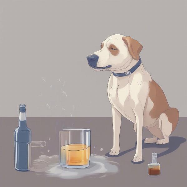 Dog showing signs of alcohol poisoning