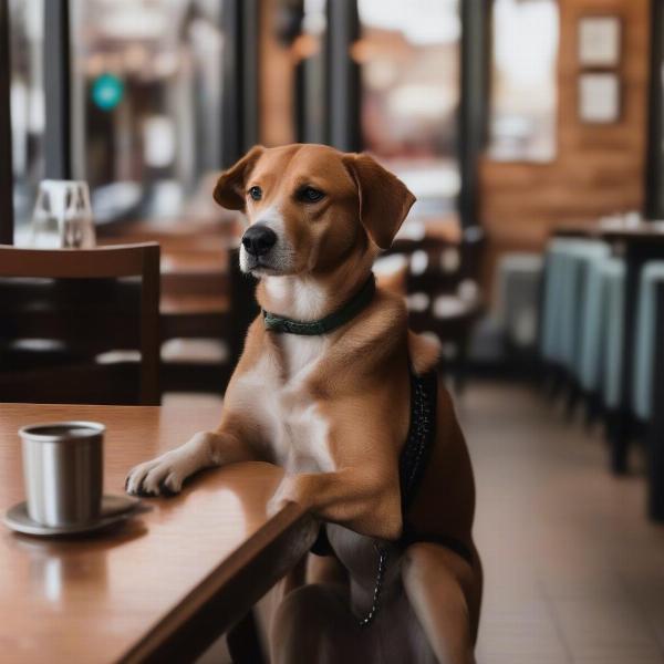 Dog Sitting Patiently at a Restaurant in Fort Collins