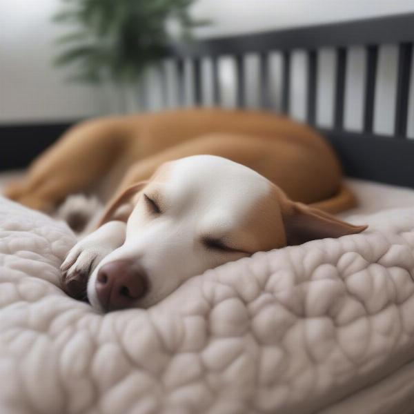 Dog Sleeping Comfortably on Kennel Mattress