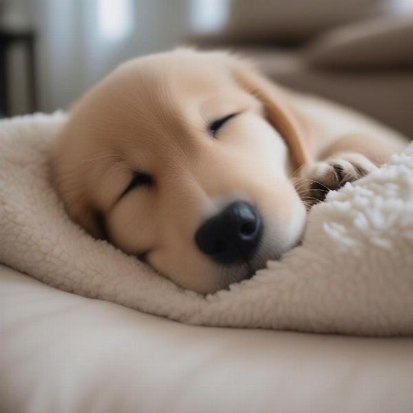 Dog Sleeping Peacefully in a Sherpa Bed