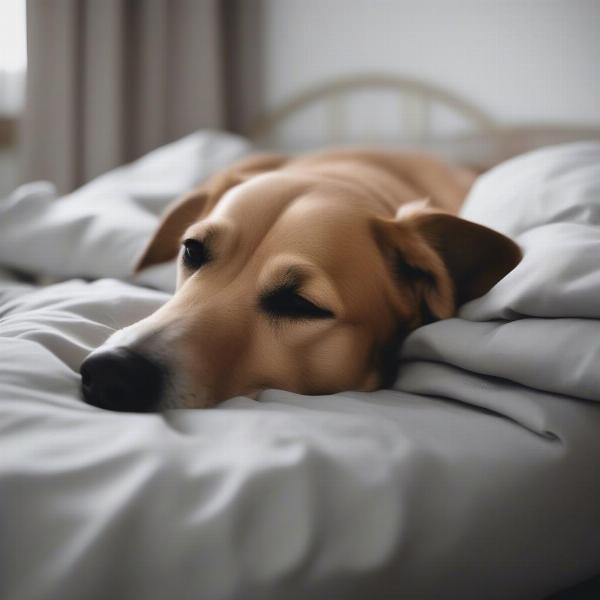 Dog Sleeping Peacefully on Layr Bed Sheets