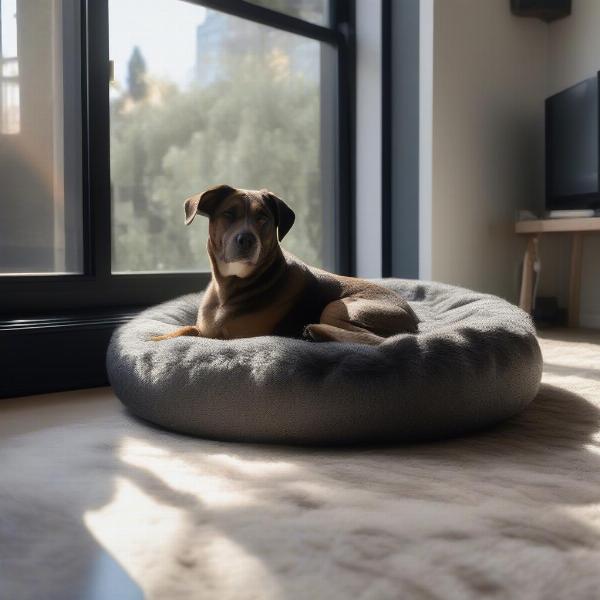 Dog Sleeping Peacefully on an Oval Bed