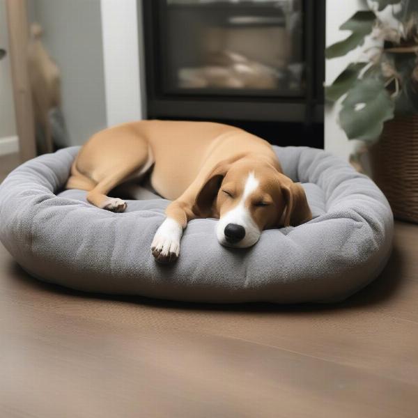 Dog Sleeping Peacefully in a Pelsbarn Bed