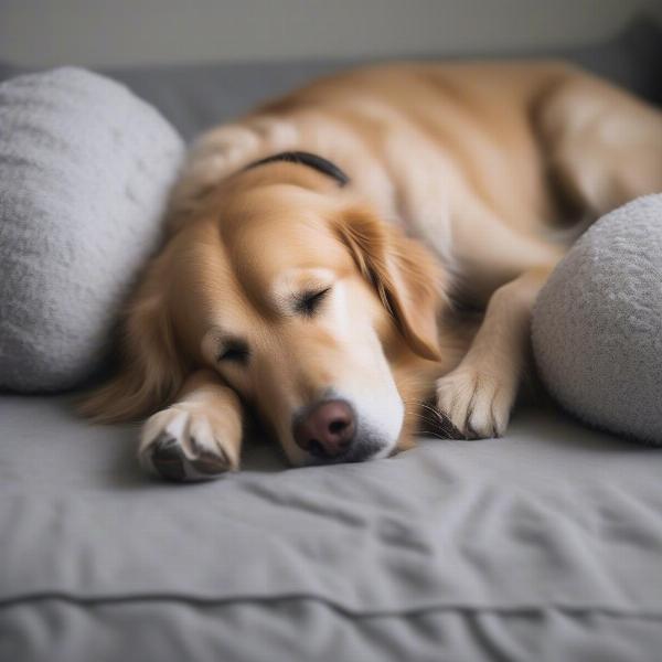 Dog Sleeping Peacefully with Doughnut Collar