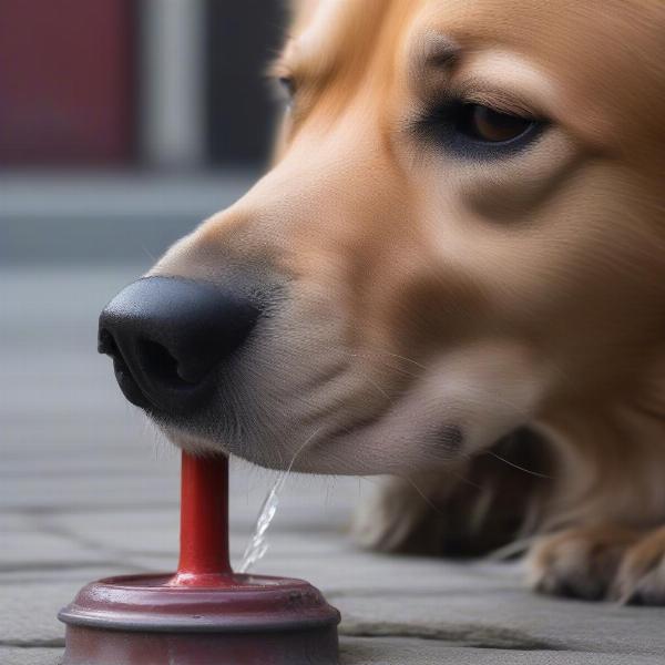 Dog Sniffing Fire Hydrant