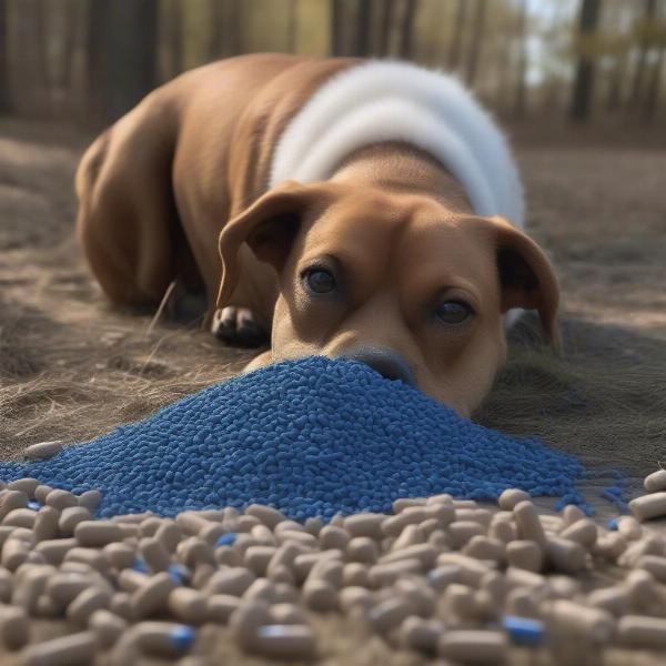 Dog sniffing slug pellets