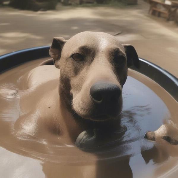 Dog Enjoying a Mud Bath