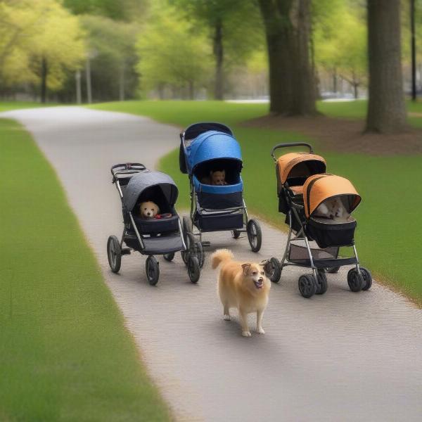 Dog stroller suitable for different terrain types