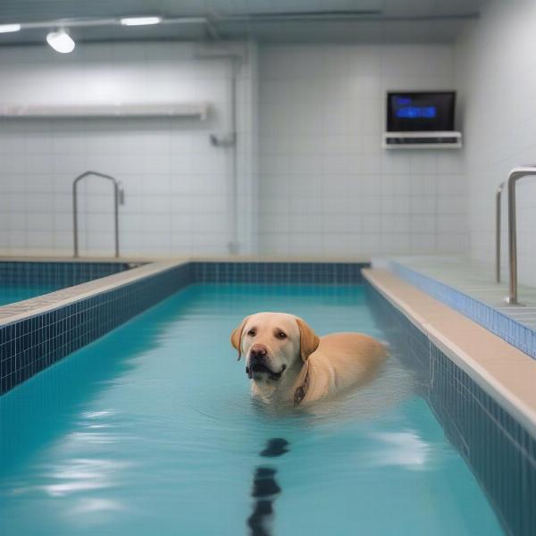 Dog Swimming in a Therapy Pool