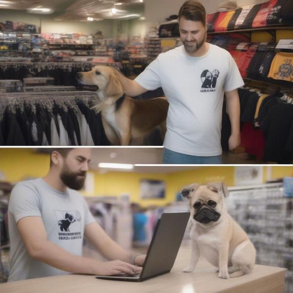 Dog T-Shirt Men Shopping