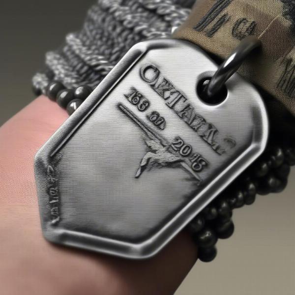 Dog tag tattoo on a soldier's arm