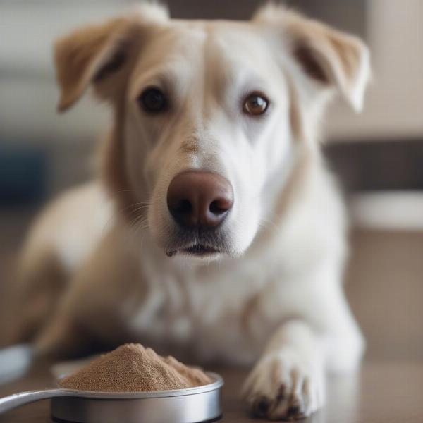 Dog taking supplements mixed in with food