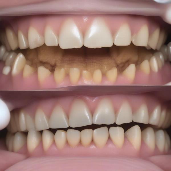 Dog Teeth Before and After Ultrasonic Cleaning