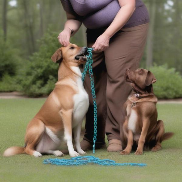 Dog Trainer Demonstrating Correct Choke Chain Usage