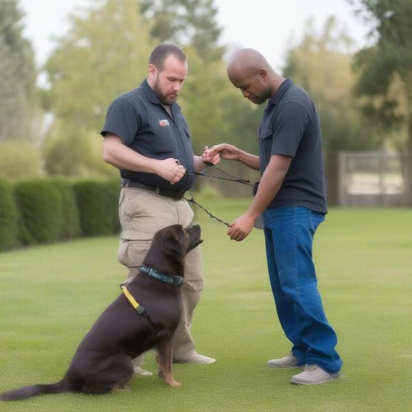 Dog Trainer Using a Shock Collar with a Small Dog