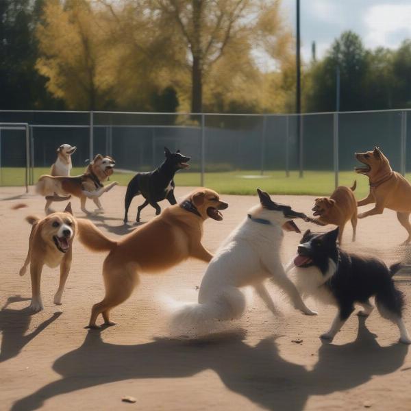 Dogs Playing at a Dog Park in Annapolis