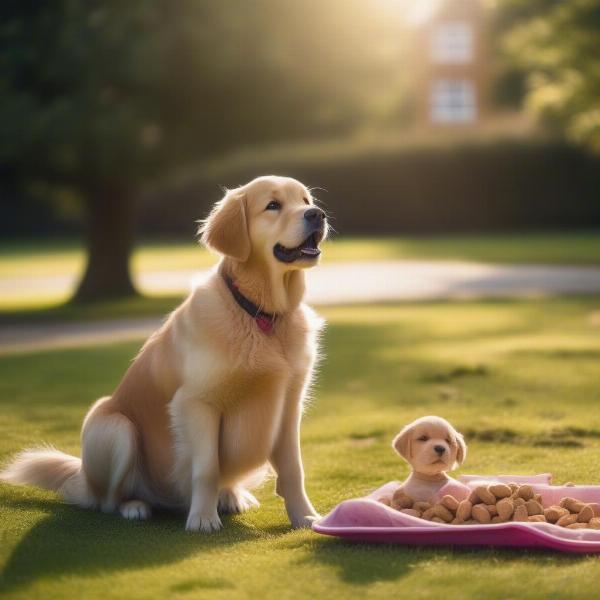 Puppy learning sit command during dog training session in Swindon