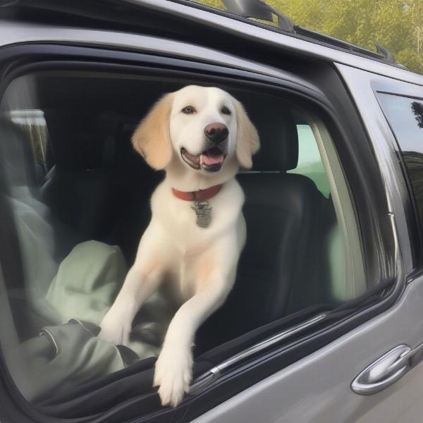 Dog Traveling Safely in Car