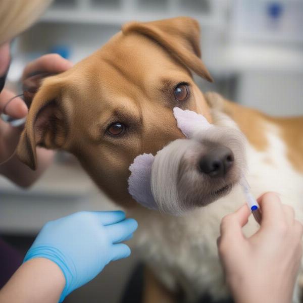 Dog undergoing an allergy test