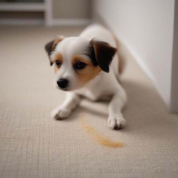 Dog urinating on a carpet