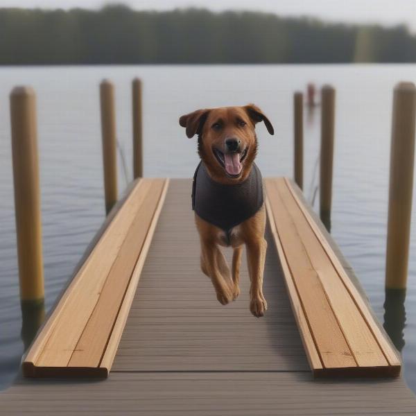 Dog Using a Dock Ramp