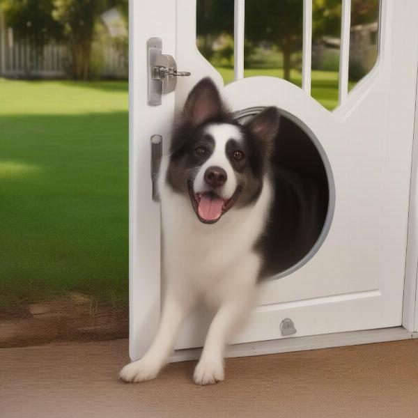 Dog Using a Locking Dog Door