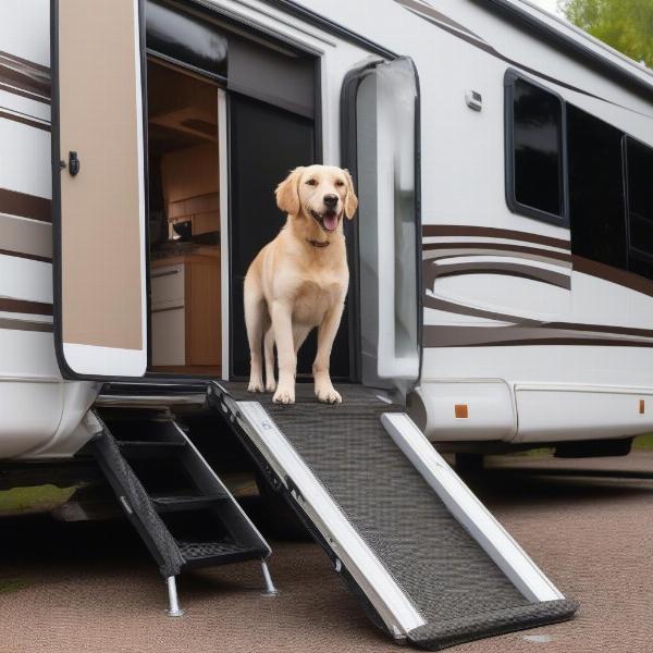 Dog Safely Using a Motorhome Ramp