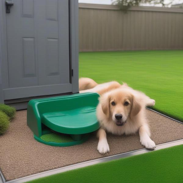 Dog using a potty station