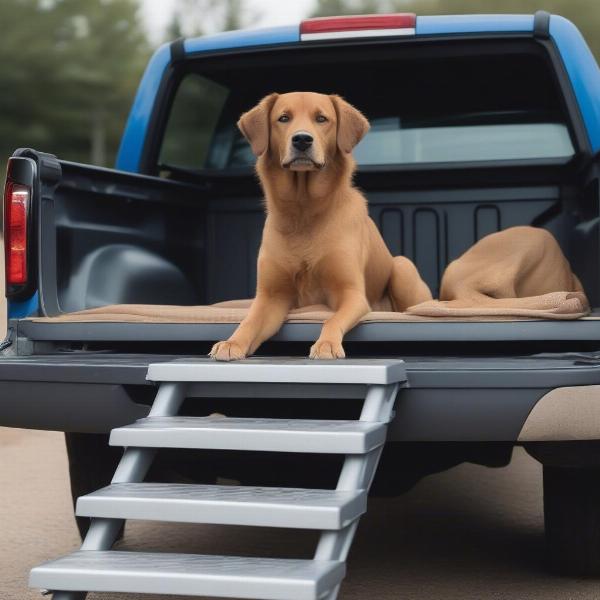 Dog Safely Using Truck Steps