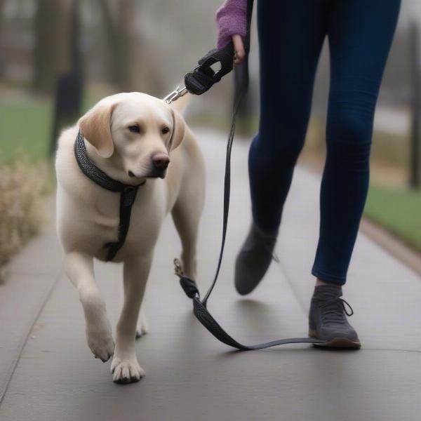 Dog Walking Calmly With Lead Sleeve