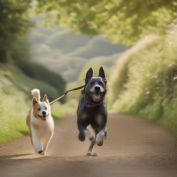 A dog enjoying a walk on the Camel Trail in Padstow.