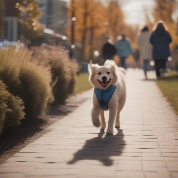 Dog walking comfortably with booties in Canada