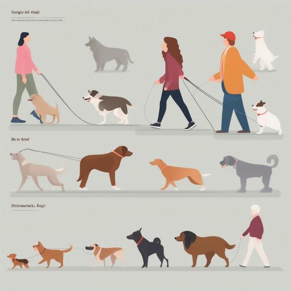 Walking Different Dog Breeds