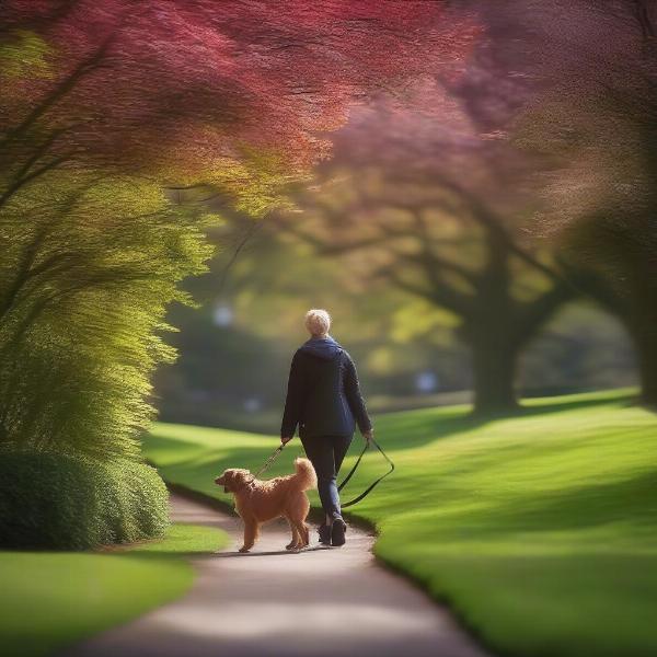 Dog walking in Harrogate's Valley Gardens