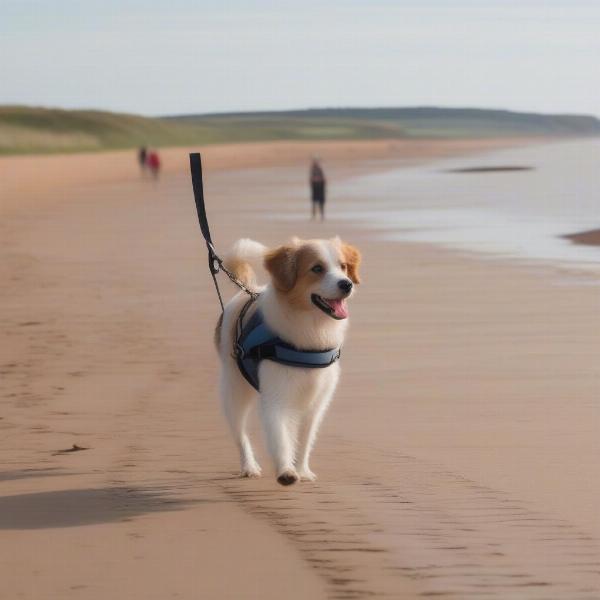 Dog walking on Hunstanton beach