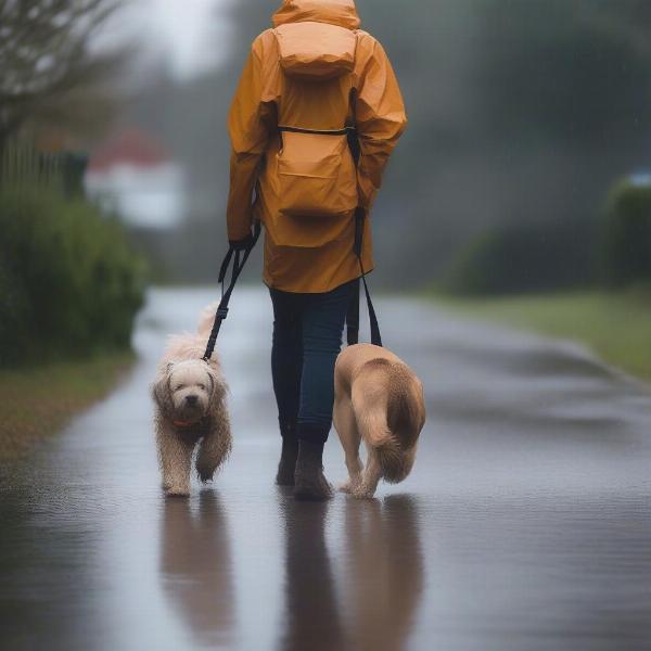 Dog Walking in the Rain with a Waterproof Bag