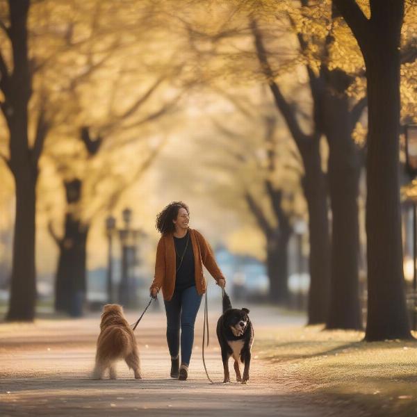 Dog Enjoying a Walk in a Montreal Park