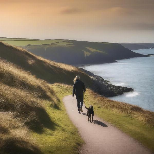 Dog walking on the Pembrokeshire Coast Path