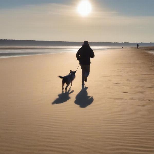 Dog walking on the Suffolk coast