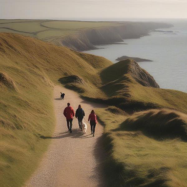 Dog walking along the Tenby Coast Path