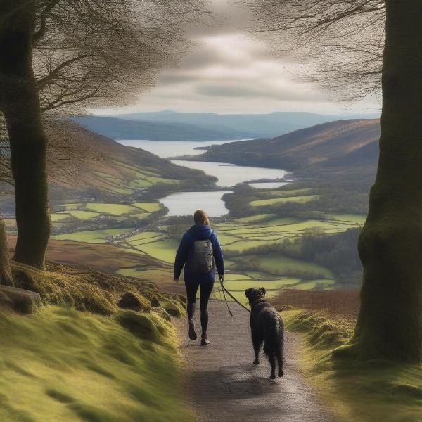 Scenic dog-walking trails near Lake Windermere in the Lake District