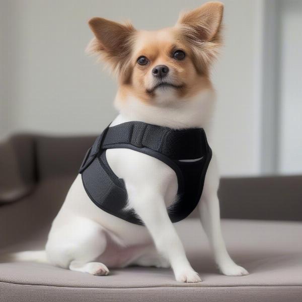 Dog wearing a back brace