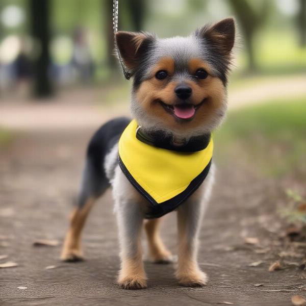 Dog with bandana on a walk