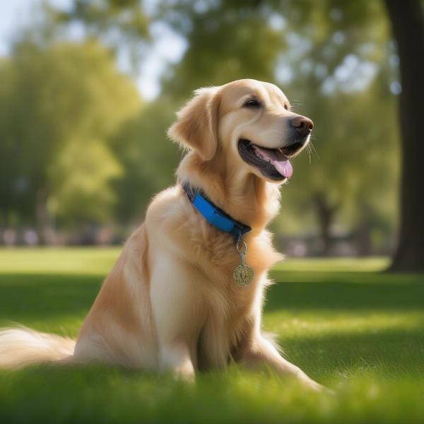 Dog wearing a cooling coat in the summer