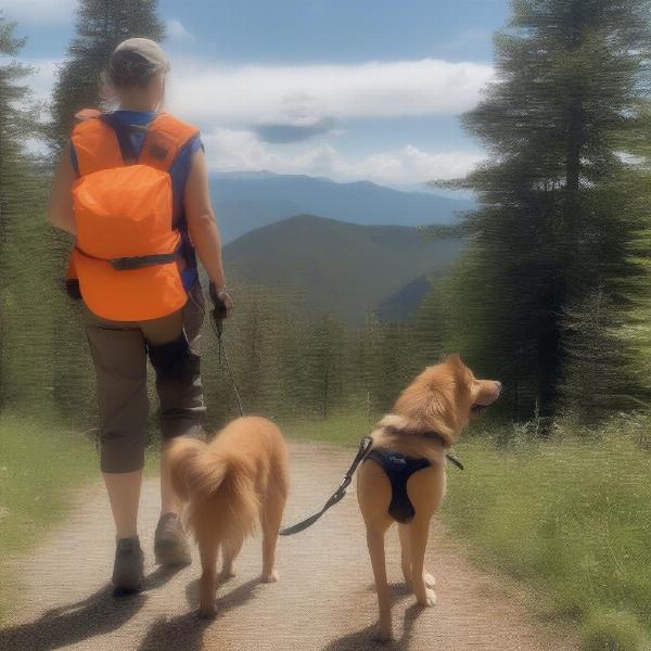 Dog Wearing a Cooling Vest While Hiking