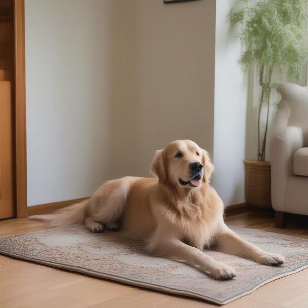 Dog Wearing Halo Indoors