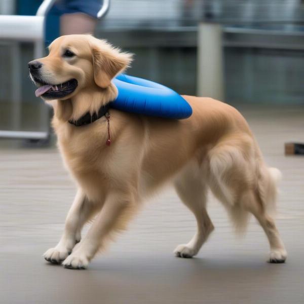 Dog wearing an inflatable collar