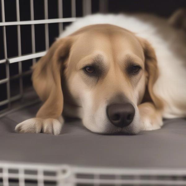 Dog Wearing Kong Collar in Crate